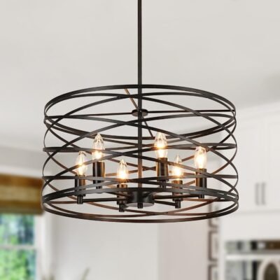 WILON Candelabros colgantes industriales de 6 luces para com