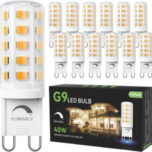 TJOY - Paquete de 12 bombillas LED G9 regulables 4W equivale