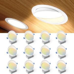 Ensenior Paquete de 12 luces LED de 6 pulgadas 5CCT con ojo