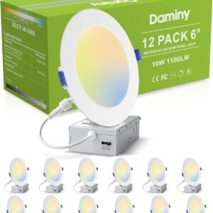 DAMINY - Paquete de 12 luces LED empotradas de 6 pulgadas co