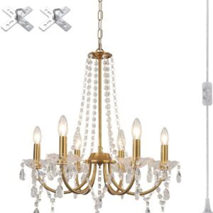 MEIJIA Candelabros de Cristal Dorado con Enchufe, Accesorio