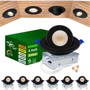 zouzai luces LED empotrables con cardán de 4" de 5CCT en neg