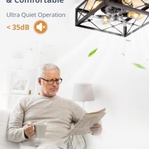 LEDIARY Ventiladores de techo enjaulados de montaje empotrad