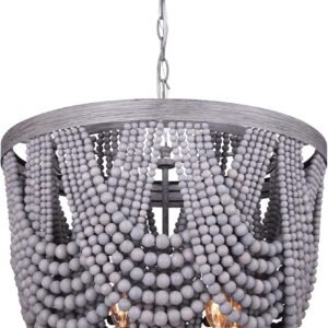 Nicole - Lámpara de araña de 5 luces, 60 W tipo C, cuentas d