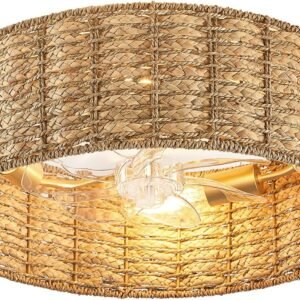 Ventiladores de techo bohemios con luces de ratán cerrado ti