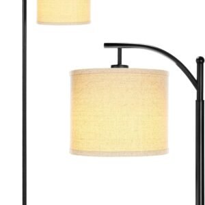 Brightech, lámpara de pie LED, cabo negro brilloso con panta